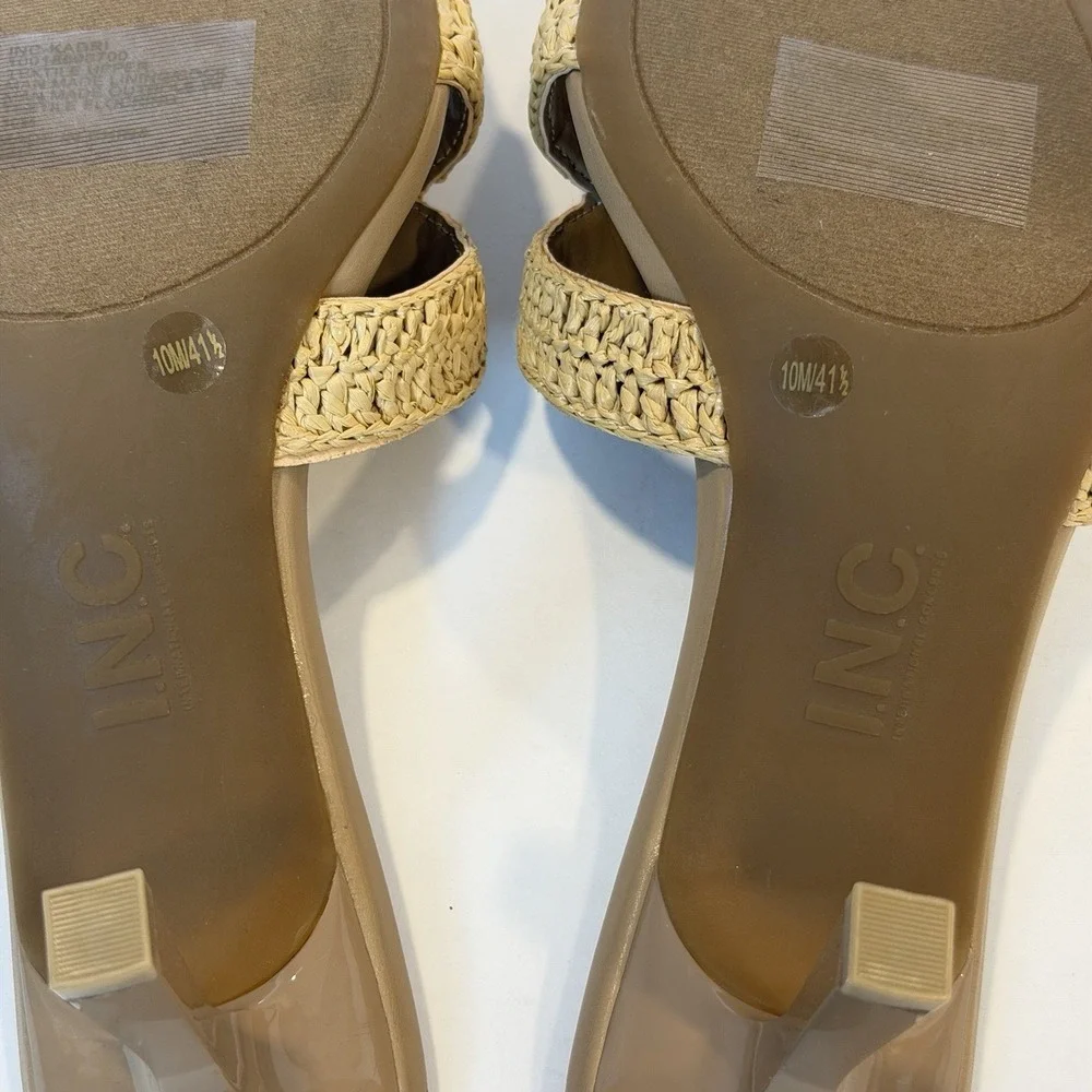 I.N.C International Concepts Size-10 M Women Kadrif Raffia Slide Sandals Natural